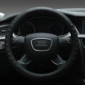Pretty Dot Car Steering Wheel Covers Genuine Leather 15 Inch 38CM - Black
