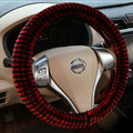Pretty Polka Dot Auto Steering Wheel Wrap Velvet 15 Inch 38CM - Black Red