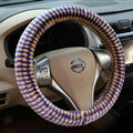 Pretty Polka Dot Auto Steering Wheel Wrap Velvet 15 Inch 38CM - Purple Yellow