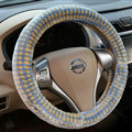 Pretty Polka Dot Auto Steering Wheel Wrap Velvet 15 Inch 38CM - Yellow Blue