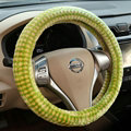 Pretty Polka Dot Auto Steering Wheel Wrap Velvet 15 Inch 38CM - Yellow Green