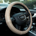 Printing Car Steering Wheel Covers Genuine Leather 15 Inch 38CM - Beige