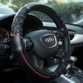 Printing Car Steering Wheel Covers Genuine Leather 15 Inch 38CM - Black