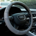 Printing Car Steering Wheel Covers Genuine Leather 15 Inch 38CM - Grey