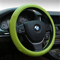 Quality Auto Steering Wheel Covers Sheepskin Leather 15 Inch 38CM - Green