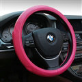 Quality Auto Steering Wheel Covers Sheepskin Leather 15 Inch 38CM - Pink