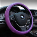 Quality Auto Steering Wheel Covers Sheepskin Leather 15 Inch 38CM - Purple
