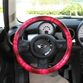 Snake Print Auto Steering Wheel Covers PU Leather 15 Inch 38CM - Rose