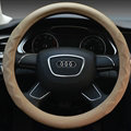 Unique Auto Steering Wheel Covers Sheepskin Leather 15 Inch 38CM - Beige