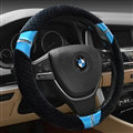 Unique Auto Steering Wheel Wrap Velvet 15 Inch 38CM - Black Blue