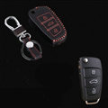 Cool Genuine Leather Automobile Key Bags Fold for Audi A6L - Red