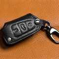 Fashion Genuine Leather Automobile Key Bags Fold for Audi Q7 - Black