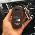 Fashion Genuine Leather Automobile Key Bags Smart for Audi A4L - Coffee