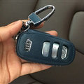Fashion Genuine Leather Automobile Key Bags Smart for Audi A5 - Blue