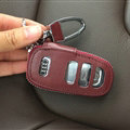 Fashion Genuine Leather Automobile Key Bags Smart for Audi A5 - Red
