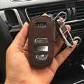 Fashion Genuine Leather Automobile Key Bags Smart for Audi A6L - Coffee