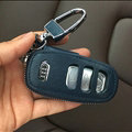 Fashion Genuine Leather Automobile Key Bags Smart for Audi A7 - Blue