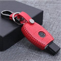 Fashion Genuine Leather Automobile Key Bags Smart for Benz C63 AMG - Red