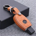 Fashion Genuine Leather Automobile Key Bags Smart for Benz E260L - Brown