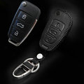 Hand Made Genuine Leather Automobile Key Bags Fold for Audi A3 - Black
