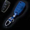 Hand Made Genuine Leather Automobile Key Bags Fold for Audi A3 - Blue