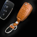 Hand Made Genuine Leather Automobile Key Bags Fold for Audi A3 - Yellow