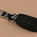 Hand Made Genuine Leather Automobile Key Bags Fold for Audi A6L - Black