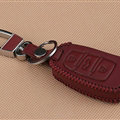 Hand Made Genuine Leather Automobile Key Bags Fold for Audi A6L - Red