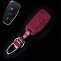 Hand Made Genuine Leather Automobile Key Bags Fold for Audi A8L - Red
