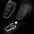 Hand Made Genuine Leather Automobile Key Bags Fold for Audi Q5 - Black
