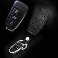 Hand Made Genuine Leather Automobile Key Bags Fold for Audi Q7 - Black