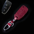 Hand Made Genuine Leather Automobile Key Bags Fold for Audi Q7 - Red
