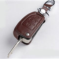 Latest Genuine Leather Automobile Key Bags Fold for Audi A4L - Brown