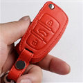 Latest Genuine Leather Automobile Key Bags Fold for Audi A4L - Orange