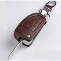 Latest Genuine Leather Automobile Key Bags Fold for Audi A6L - Brown