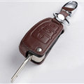 Latest Genuine Leather Automobile Key Bags Fold for Audi Q3 - Brown