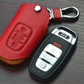 Latest Genuine Leather Key Ring Auto Key Bags Smart for Audi A8 - Red
