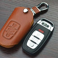 Latest Genuine Leather Key Ring Auto Key Bags Smart for Audi Q5 - Brown
