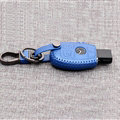 Luxury Genuine Leather Automobile Key Bags Smart for Benz E260L - Blue