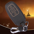 Quality Genuine Leather Key Ring Auto Key Bags Smart for Audi A6L - Black