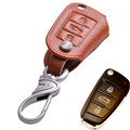 Special Genuine Leather Automobile Key Bags Fold for Audi Q7 - Orange