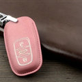 Unique Genuine Leather Key Ring Auto Key Bags Smart for Audi A7 - Pink