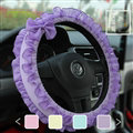 Bowknot Lace Cloth Universal Elastic Auto Steering Wheel Covers 15 inch 38CM - Purple