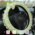 Bowknot Lace Cloth Universal Elastic Auto Steering Wheel Covers 15 inch 38CM - Yellow