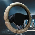 Calssic Emboss Suedette Universal Car Steering Wheels Covers 15 Inch - Beige