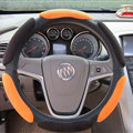 Calssic Universal Car Steering Wheels Covers Suedette Leather 15 Inch - Black Orange