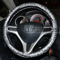 Crocodilian Grain Glitter PU Leather Vehicle Steering Wheel Covers 15 inch 38CM - Silver