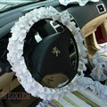 Cute Bowknot Stripe Fold Lace Flax Car Steering Wheel Covers 15 inch 38CM - Green