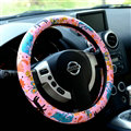 Cute Butterfly Cats PU Leather Universal Car Steering Wheel Covers 15 inch - Pink
