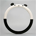 Cute Panda Universal Car Steering Wheel Covers Short Plush 15 inch - Black White